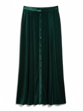 Hot Topic Deep Green Velvet Button-Front Maxi Skirt